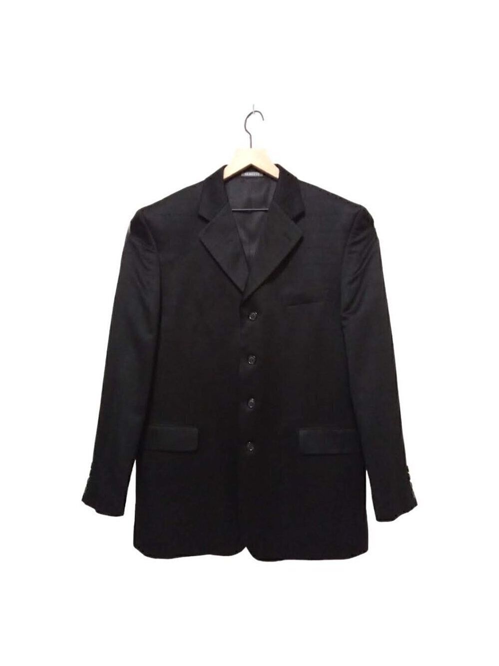 Vanetti Black Satin Window Pane Single Breasted Formal Blazer Sz 42L